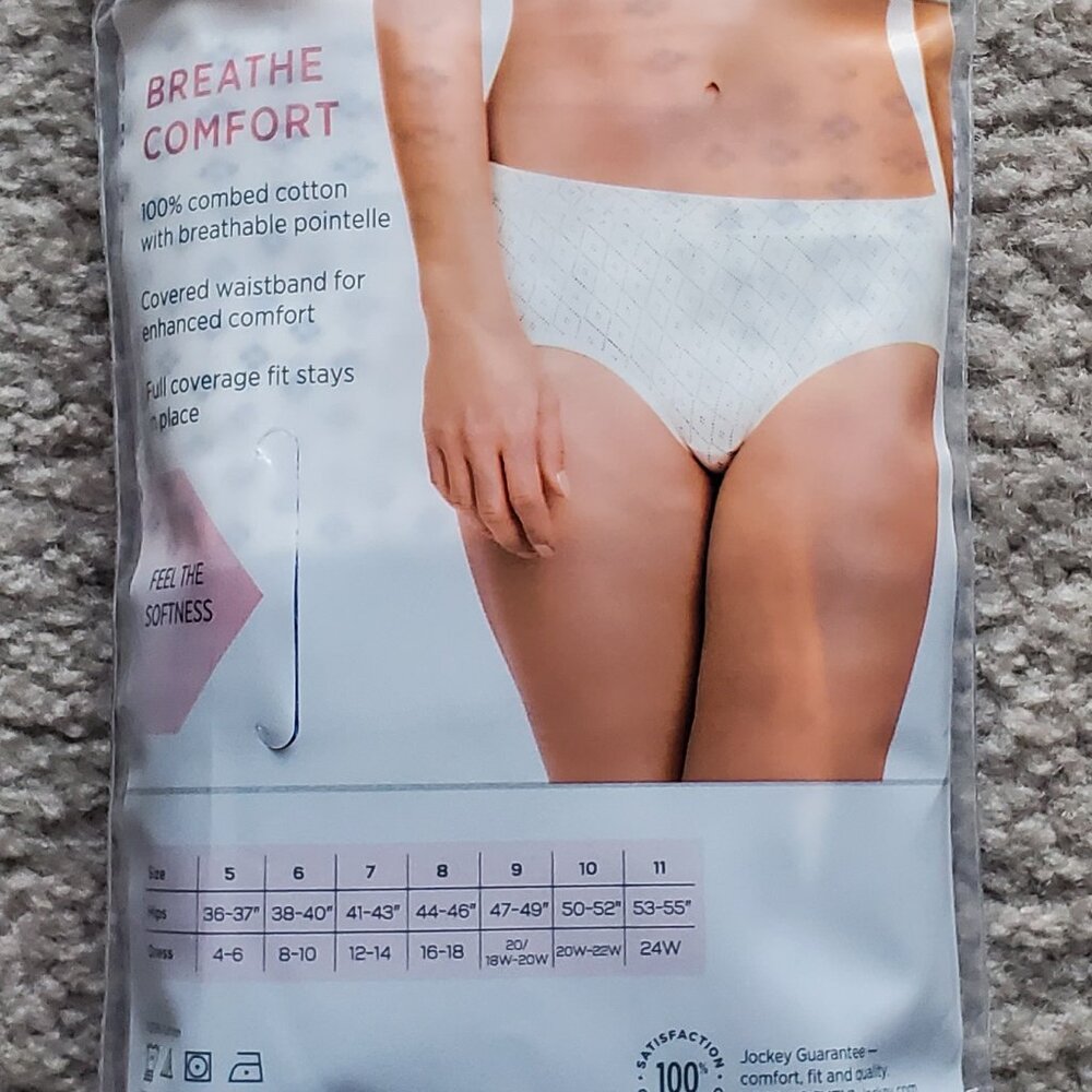 Jockey Elance Hipsters Breathe Comfort Cotton Women Underwear 3 Pack Size 7 - Picture 3 of 4